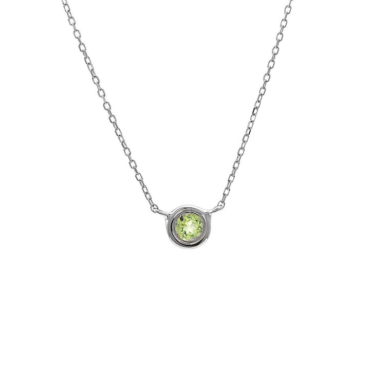 14K Gold Round Bezel Peridot Necklace