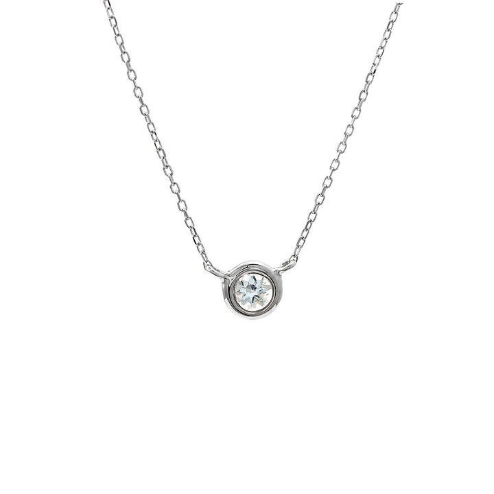 14K Gold Round Bezel Aquamarine Necklace