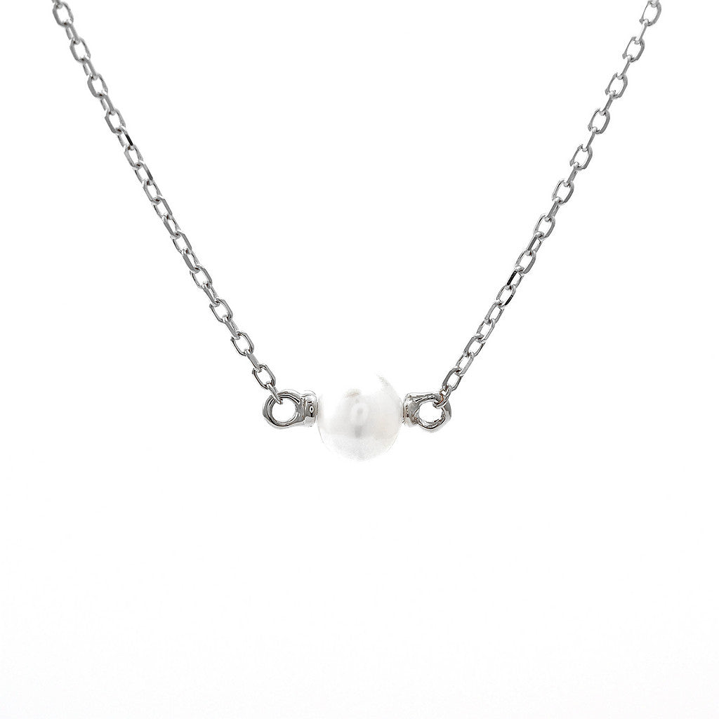 14K Yellow Gold Round Pearl Necklace
