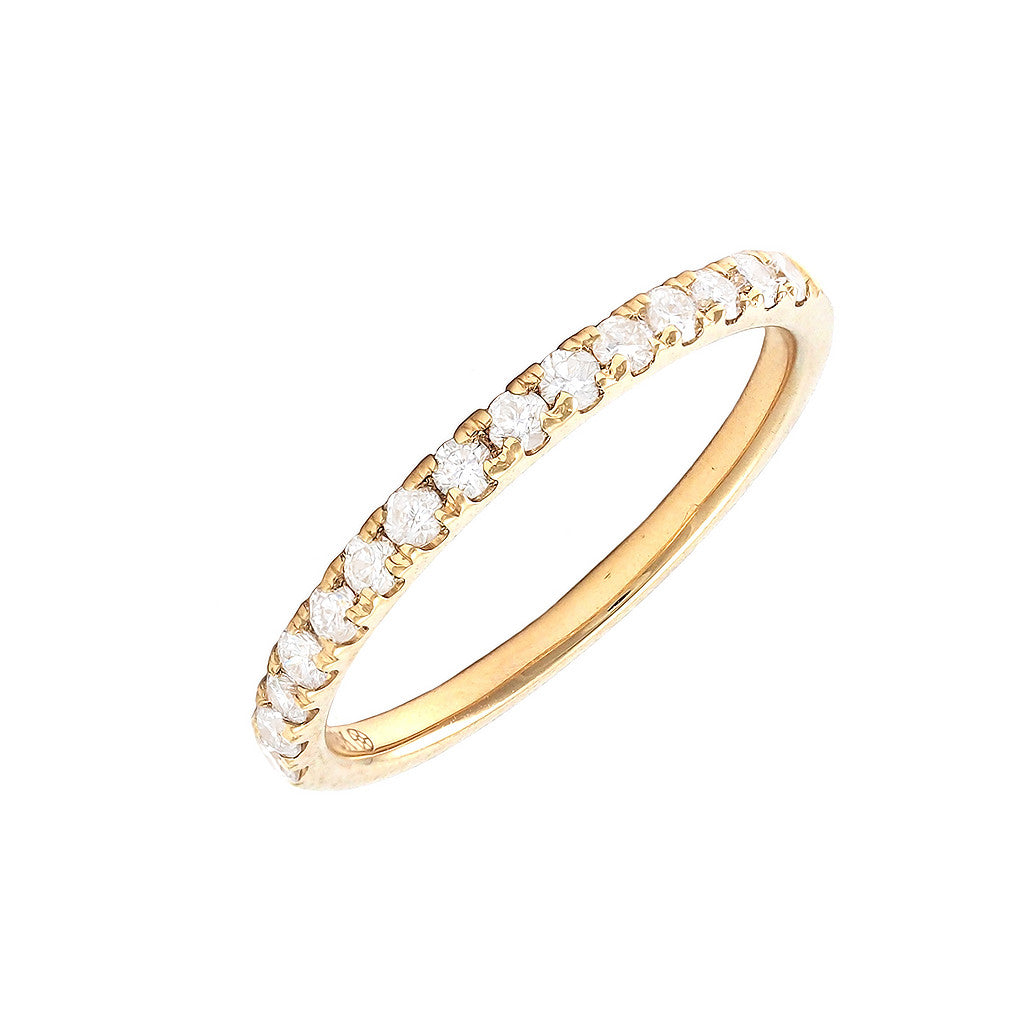 18K Rose Gold Diamond 2mm Band Ring
