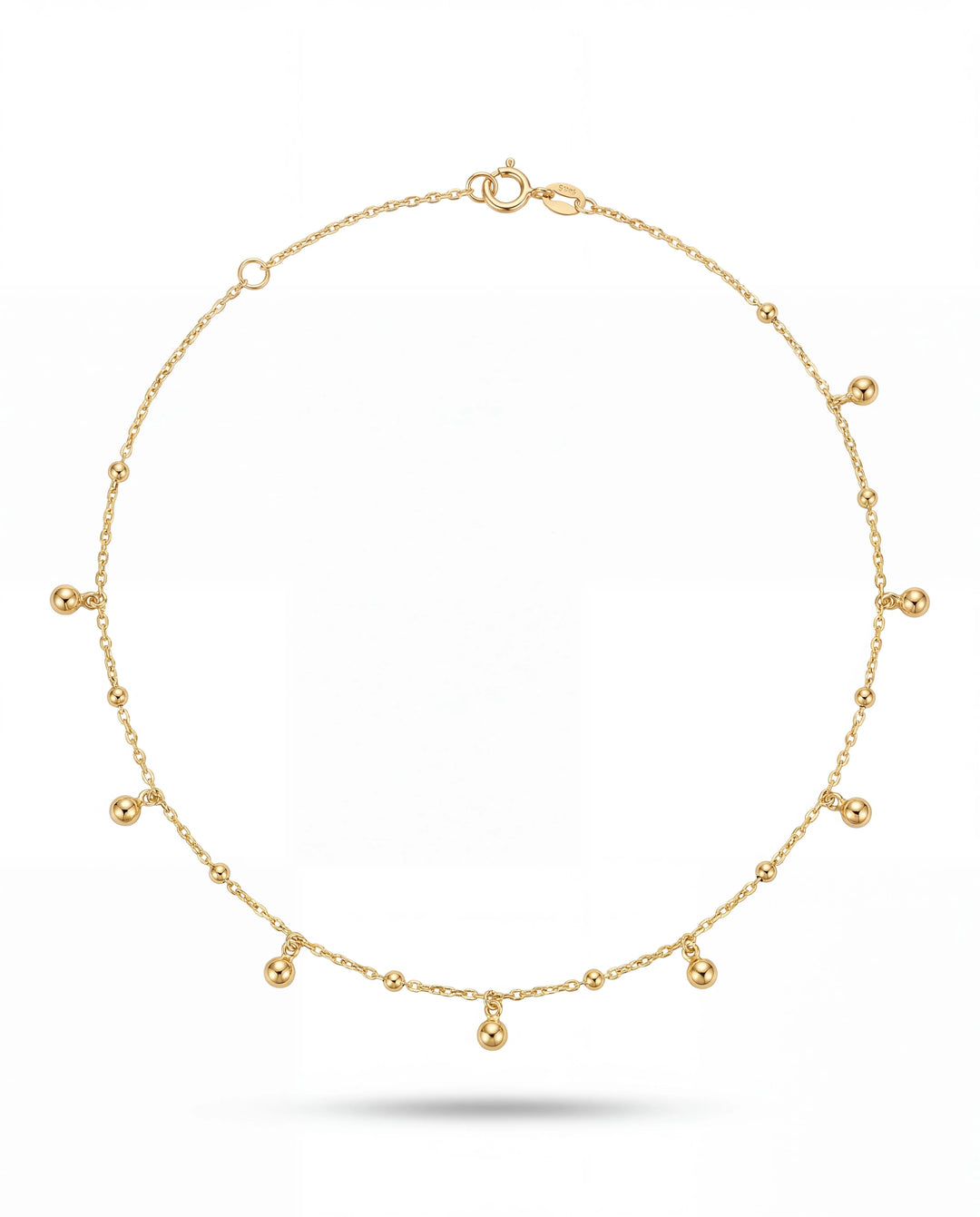 14K Yellow Gold Dangle Beads Anklet