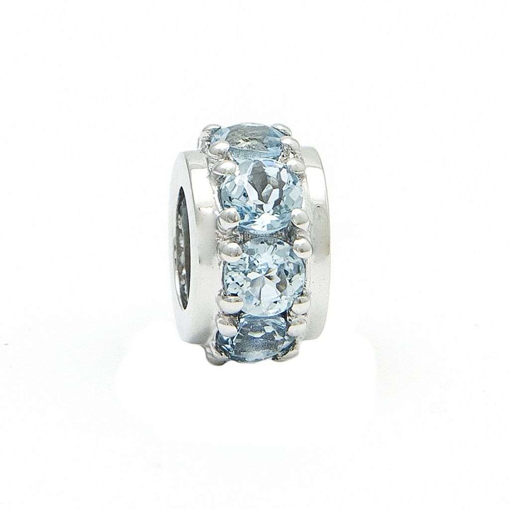 14K Gold Rondel Round Prong Aquamarine Pendant