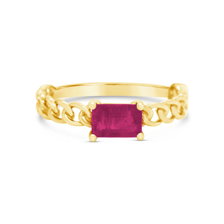 18k Gold Chain + Ruby Ring