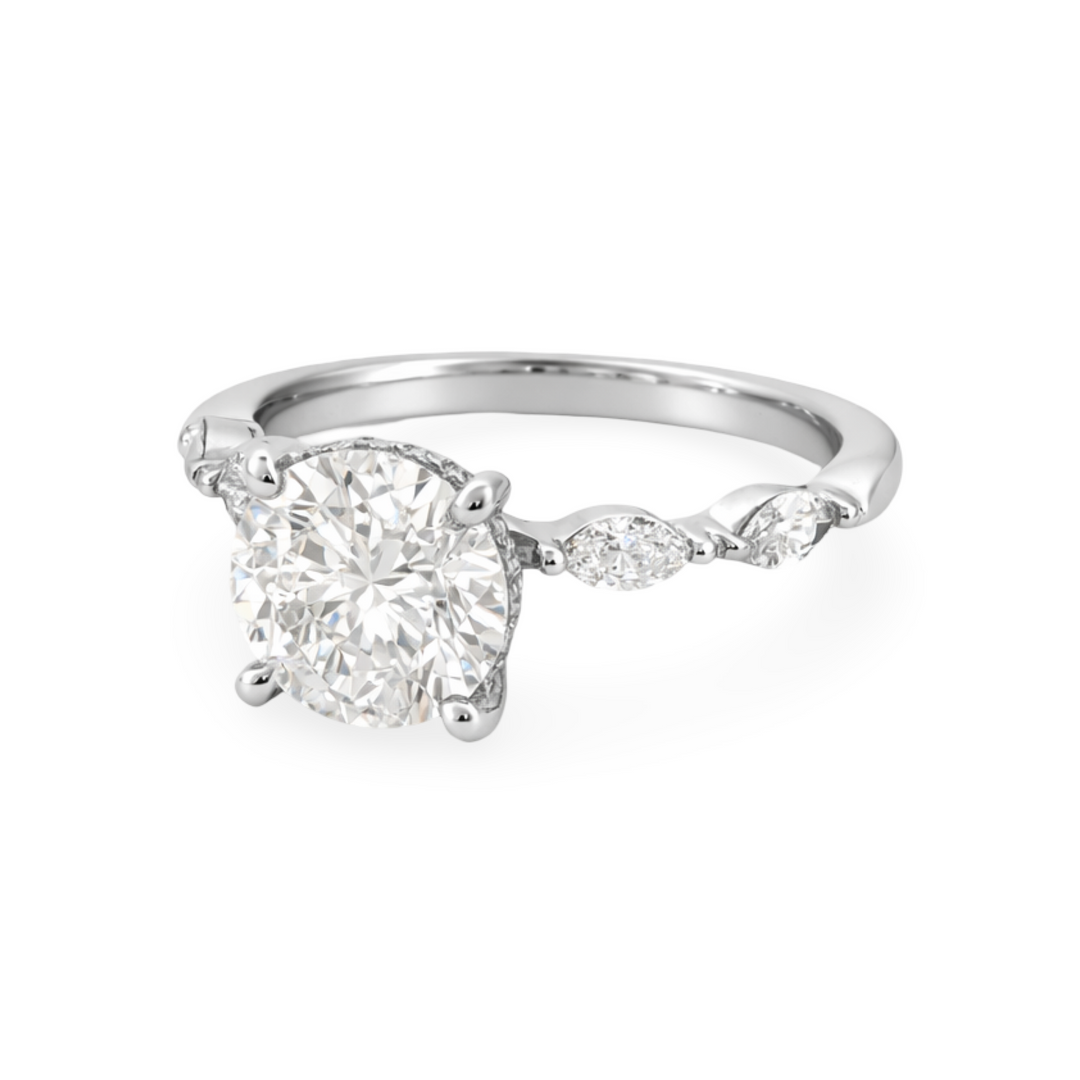 18K White Gold Lab Diamond Round Cut 2.39ct Ring