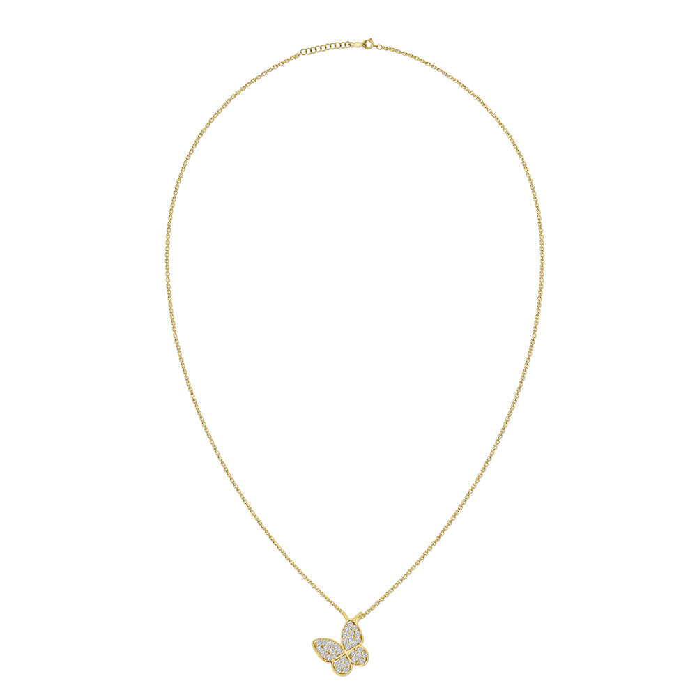 18K Yellow Butterfly Diamond Necklace