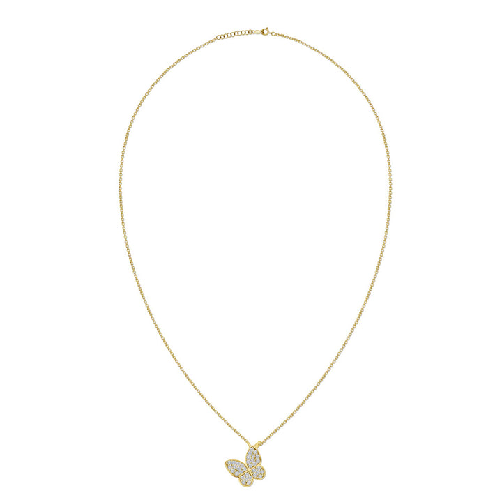 18K Yellow Butterfly Diamond Necklace