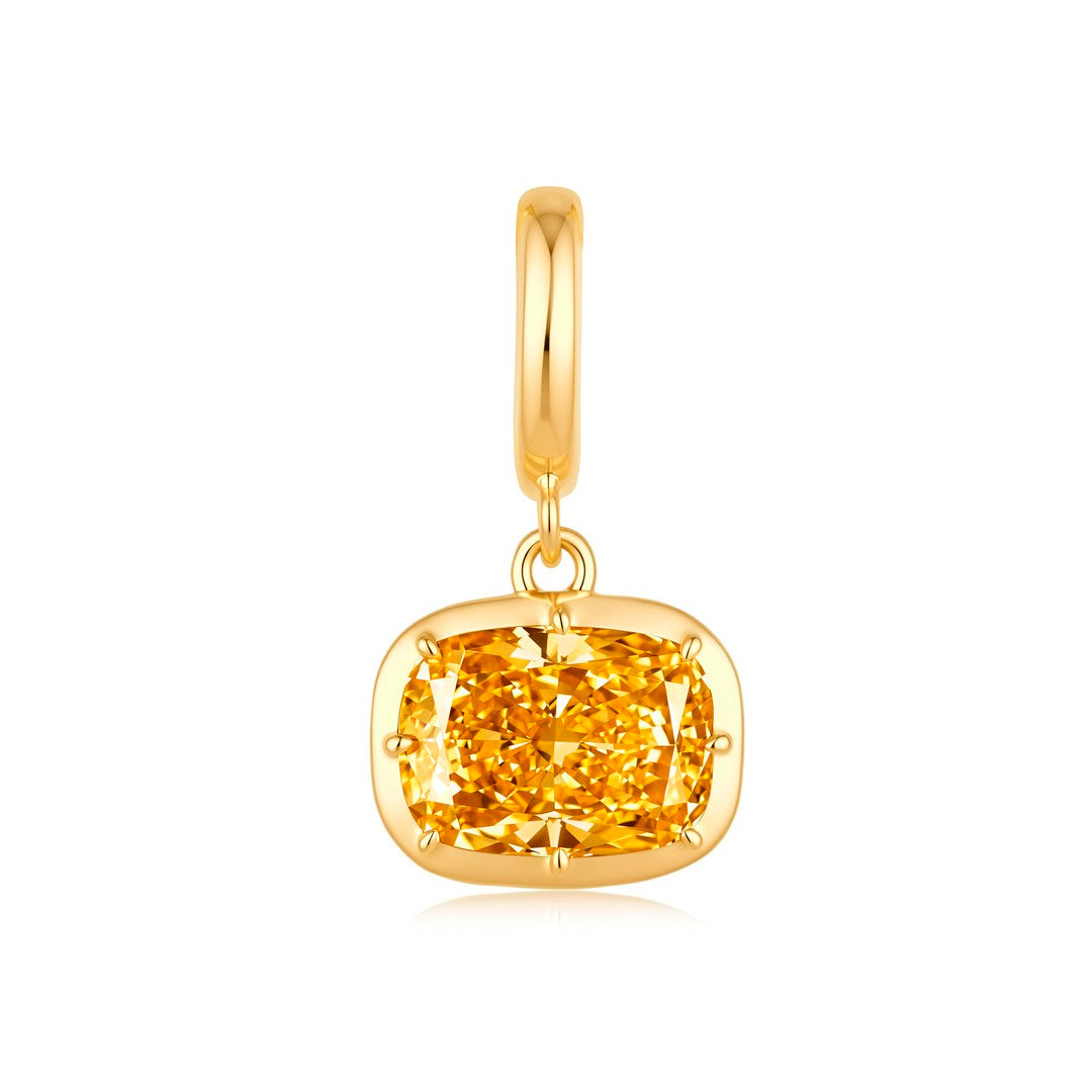 14K Yellow Gold Emerald Cut Bezel Yellow Lab Grown Diamond 2.00CT Clip Pendant Charm (Copia)