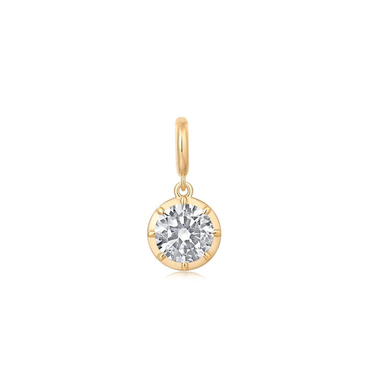 14K Yellow Gold Round Bezel Lab Grown Pendant Diamond Clip Charm