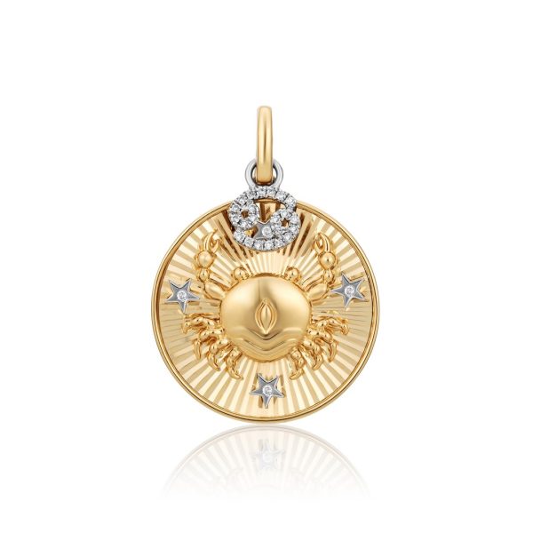 14K Yellow Gold Diamonds Zodiac Clip Charm Pendant