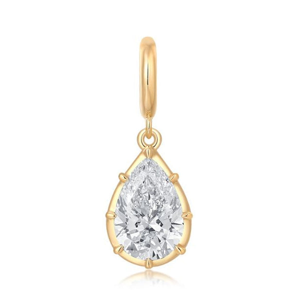 14K Yellow Gold Pear Cut Pendant Lab Grown Diamond Clip Charm