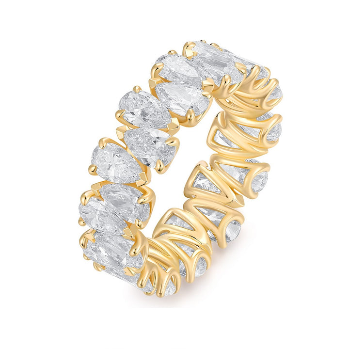 14K Yellow Gold Pear Cut Eternity Band Ring