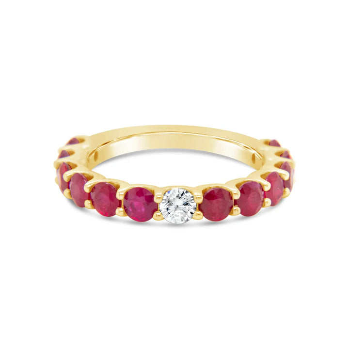 14K Yellow Gold Ruby and Diamond Ring Band