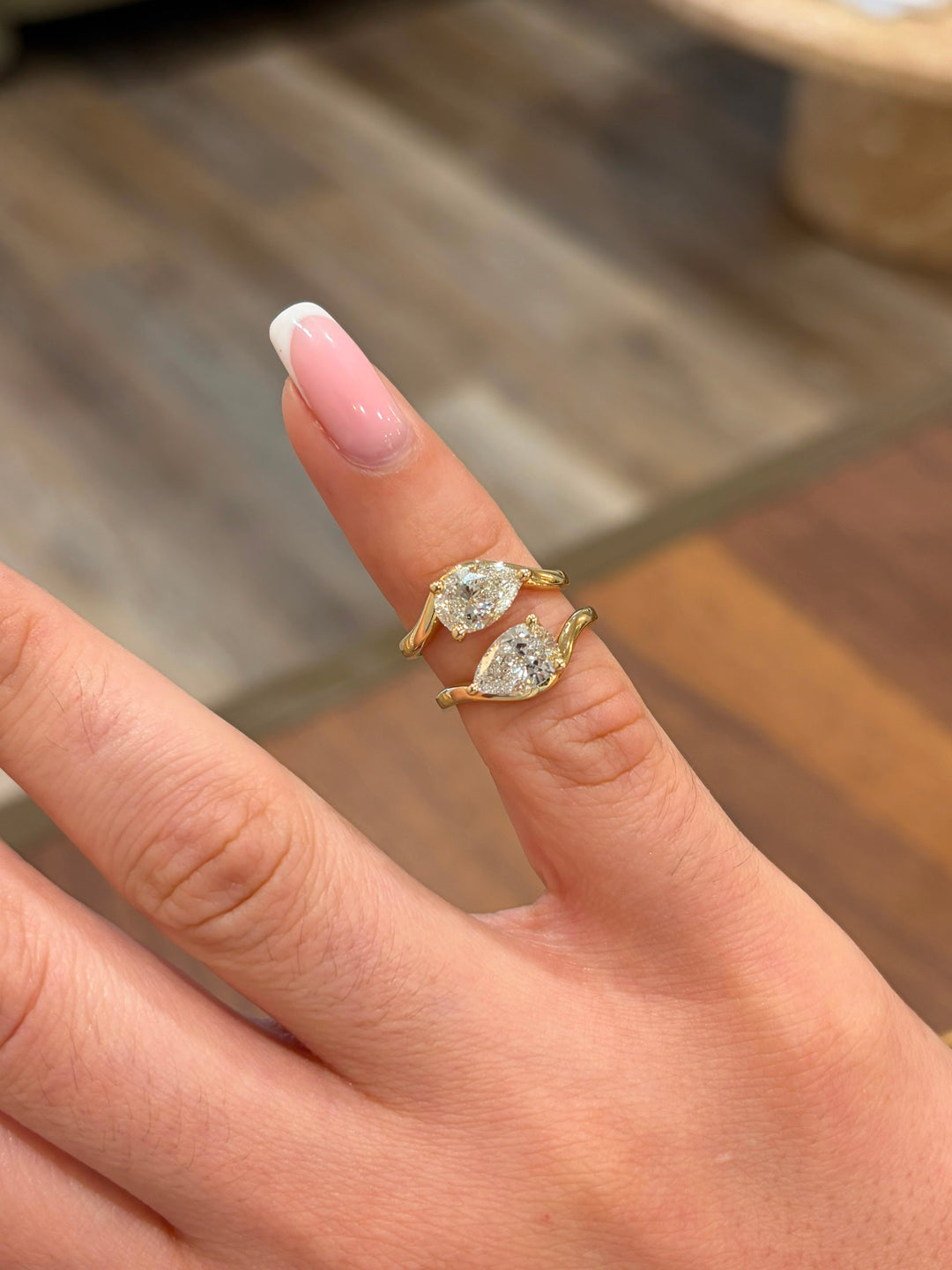 14K Yellow Gold Pear Shape Lab Diamond Pinky Ring