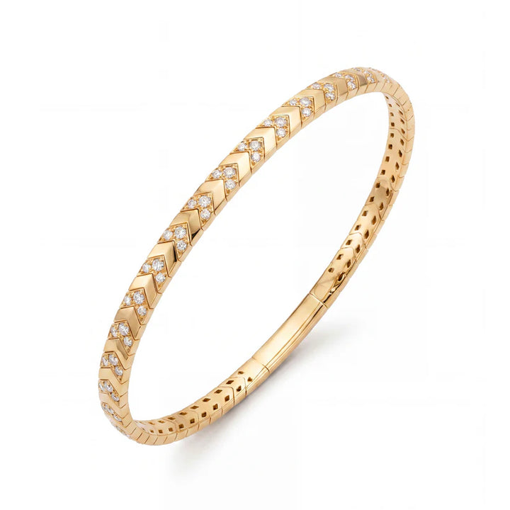14K Yellow Gold Style Diamond Bangle Bracelet