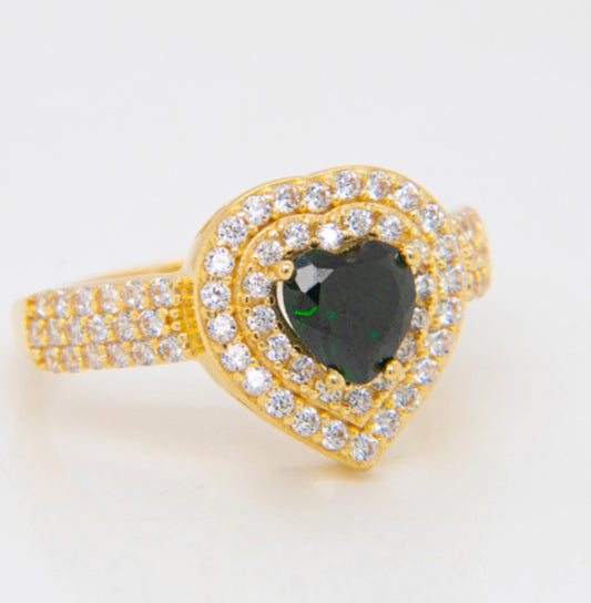 Green Stone Corazon Ring
