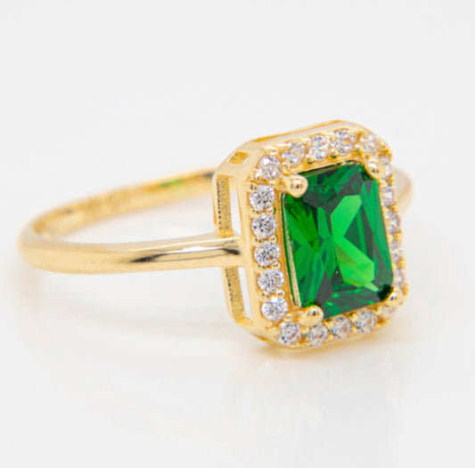 Green Stone Square Ring