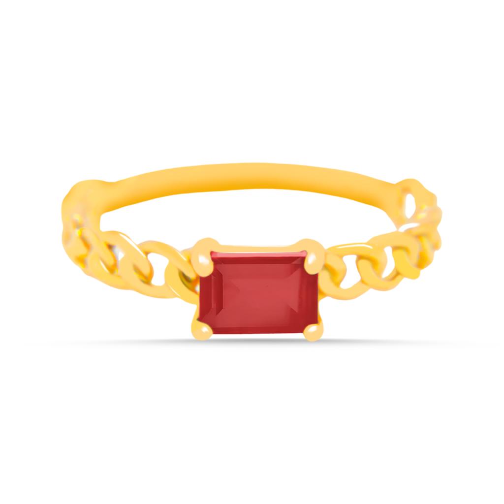 18k Gold Chain + Ruby Ring