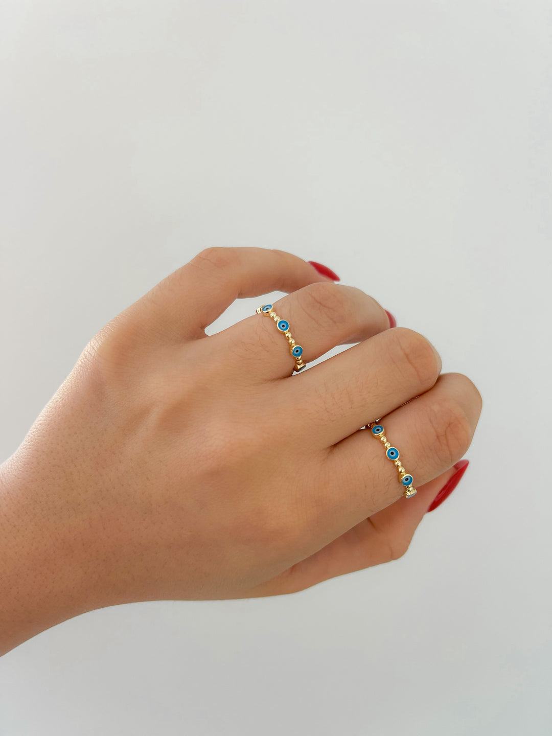 Blue Evil Eyes Ring