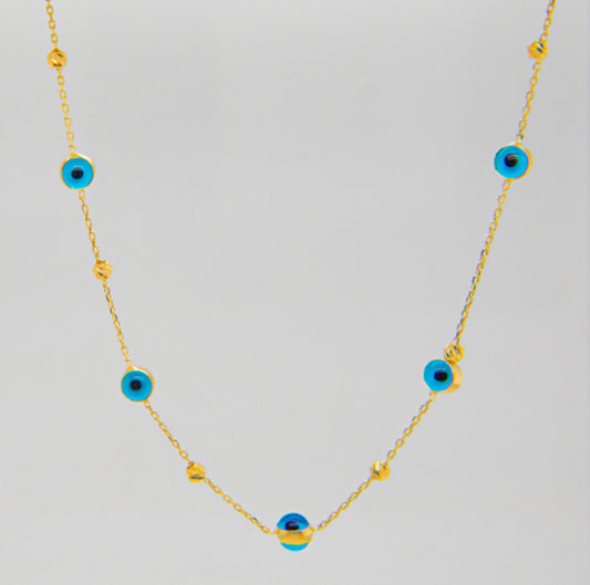 Ojos Azules + Oro Balls Necklace