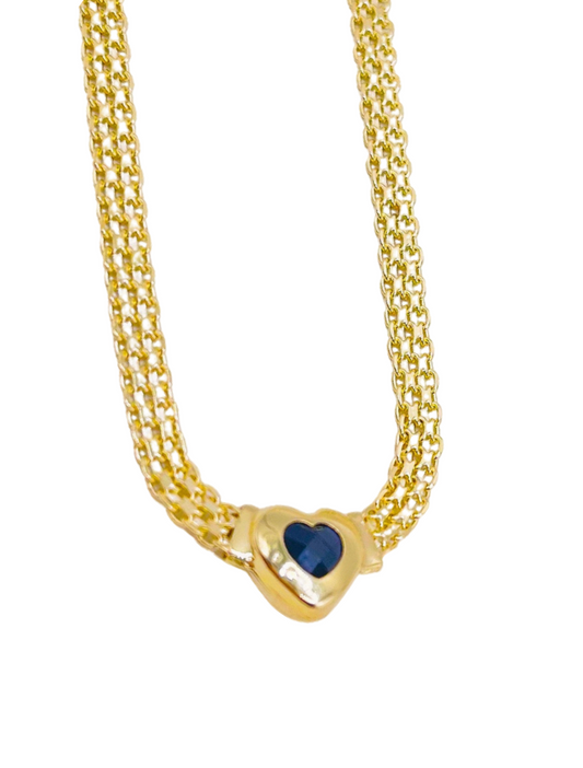 14k Gold + Black Heart Cz Necklace