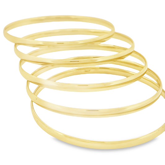 14k Plain Esclavas Bracelet (5 bangles)