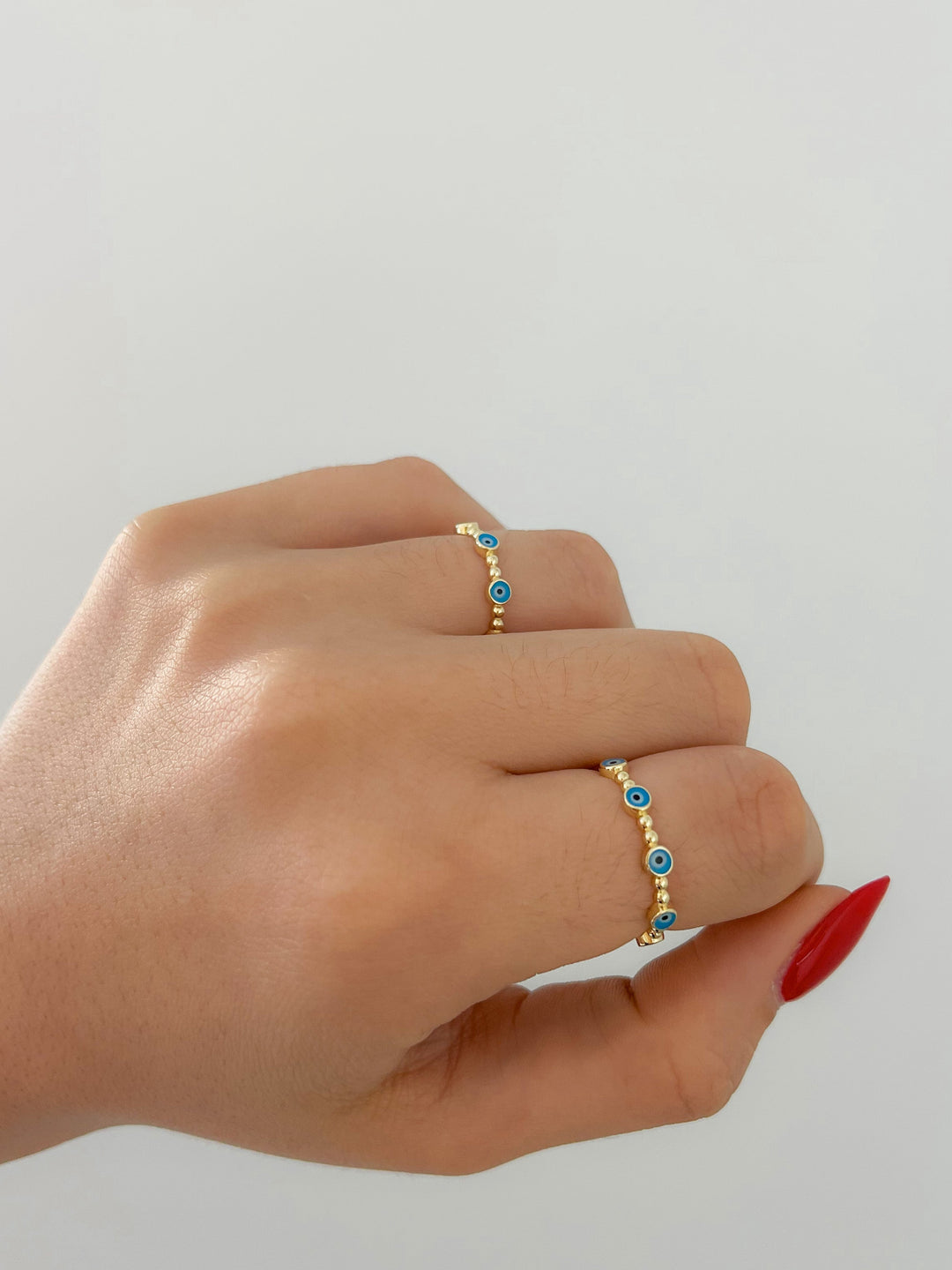 Blue Evil Eyes Ring