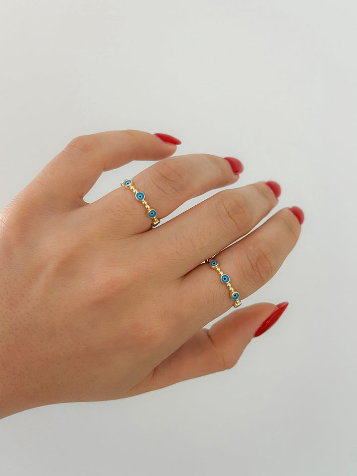 Blue Evil Eyes Ring