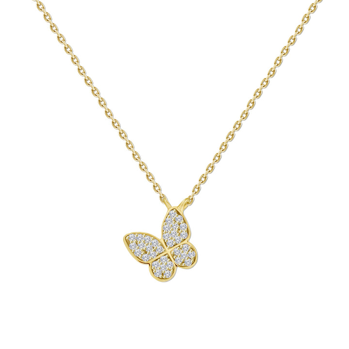 18K Yellow Butterfly Diamond Necklace