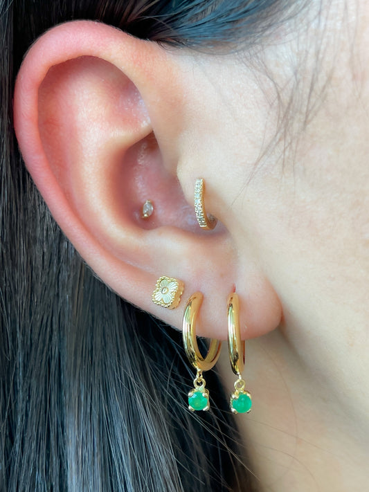 18k Emerald Hoops