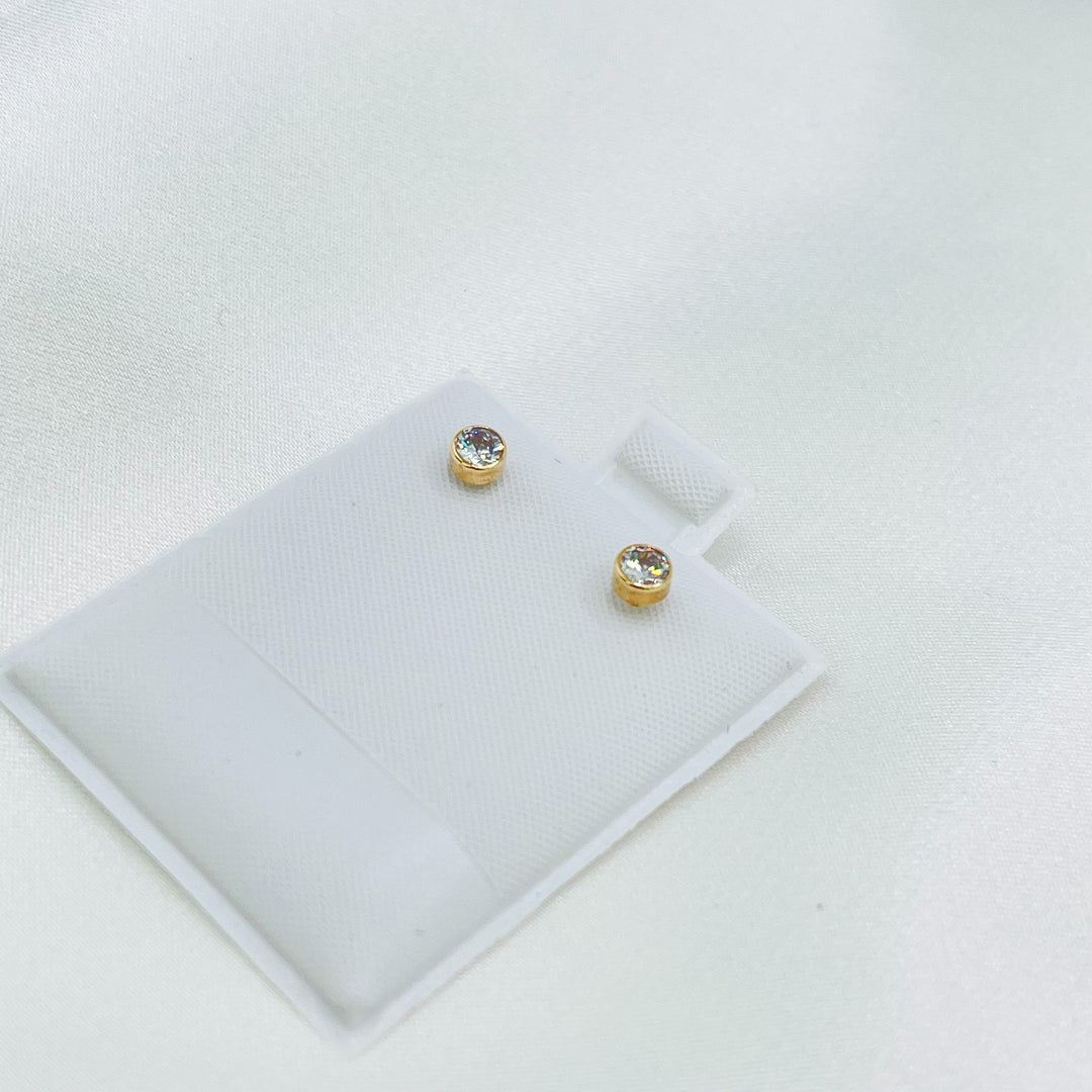 14K Mini Stone Earrings screw back