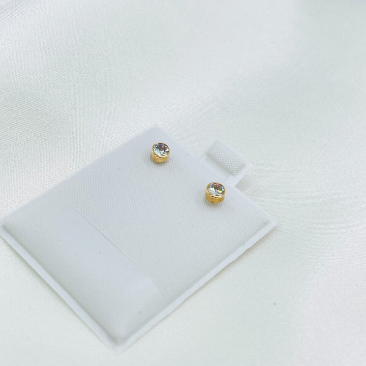 14K Mini Stone Earrings screw back