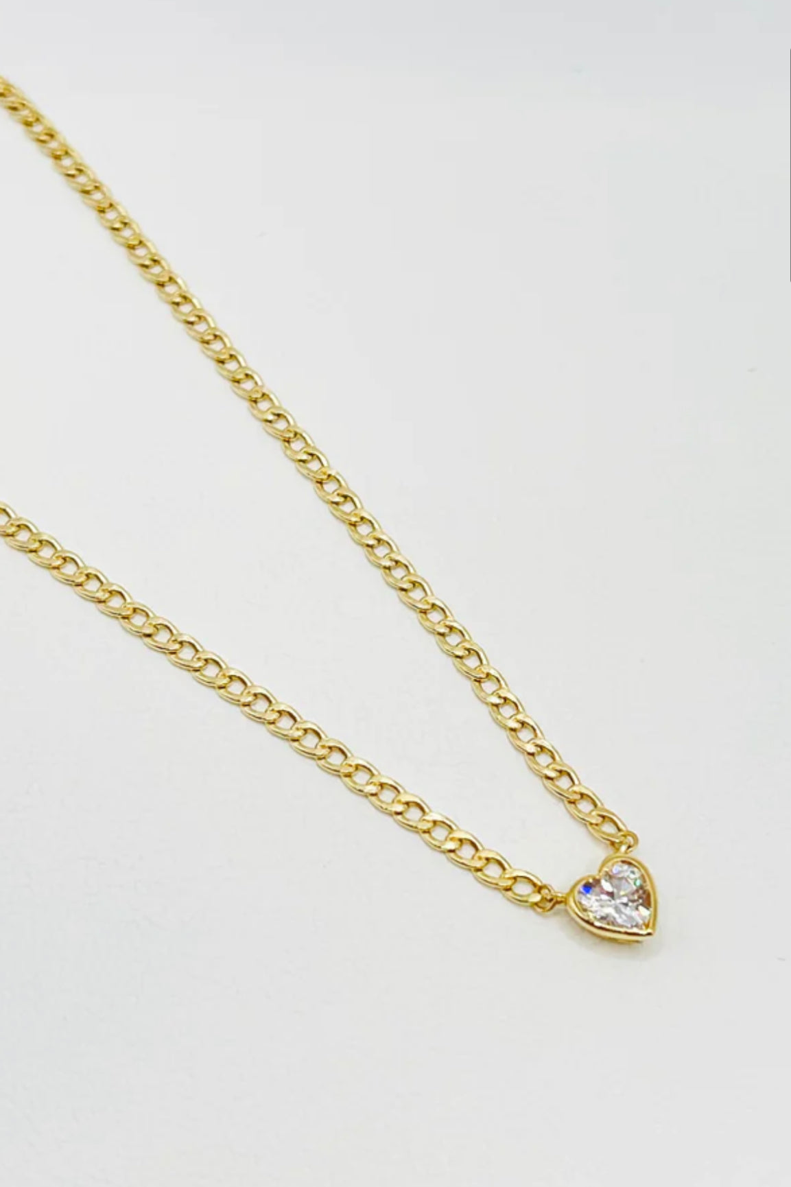 Fancy CZ Heart and Cuban link Necklace