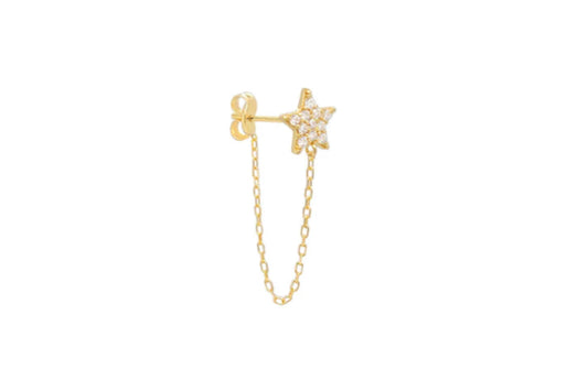 Single Star CZ with Hanging Chain