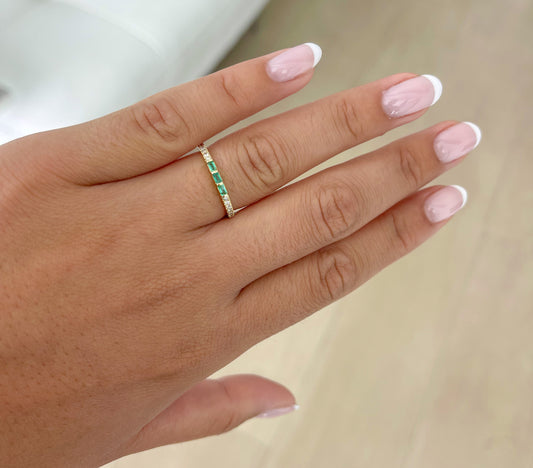 Emerald Diamond 14k gold Fancy Ring