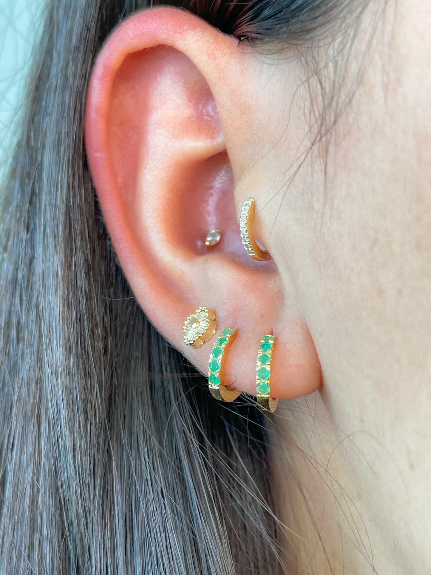 18k Hoops and Emeralds