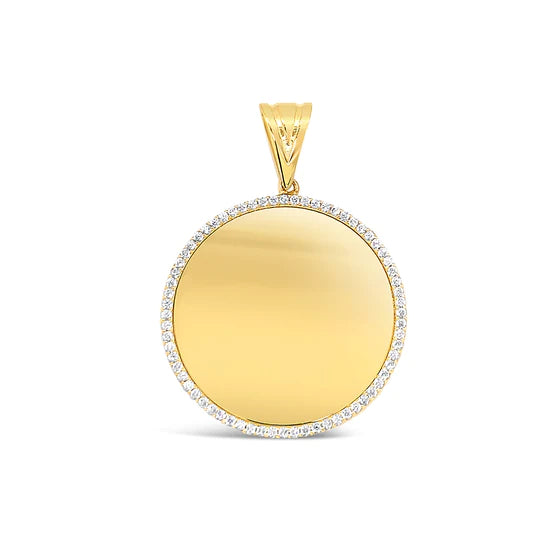 14K YELLOW GOLD ROUND ENGRAVABLE PENDENT