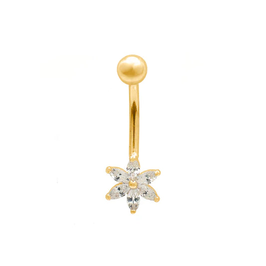 Flower CZ Belly Piercing