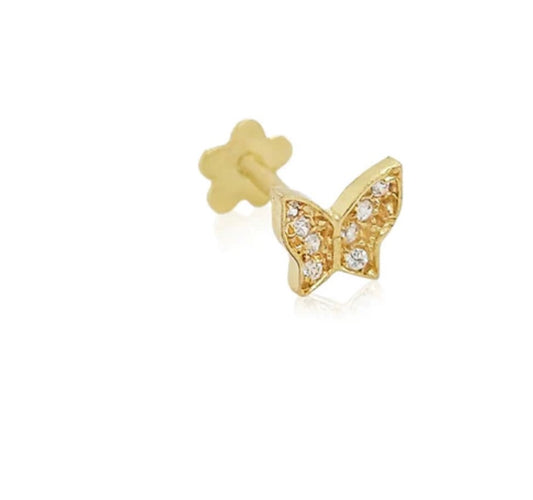 14k Lovely Butterfly Threaded Stud