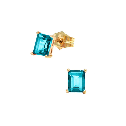 18K Emerald Cut Earrings