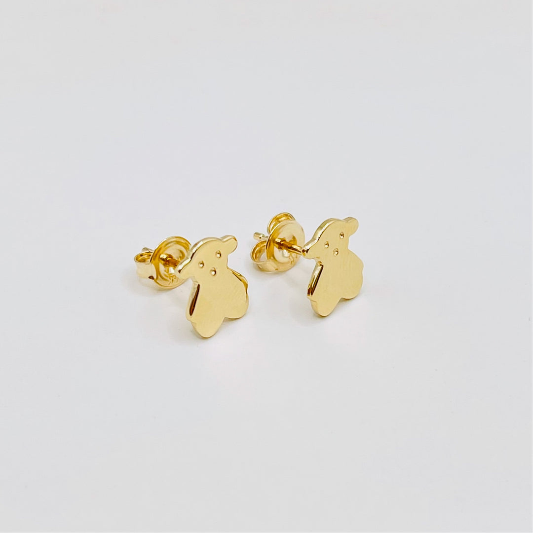 14K Flat Osos Lisos Finos Earrings