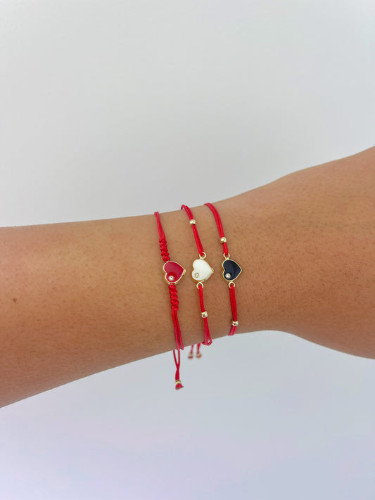 Heart and CZ Red Bracelets