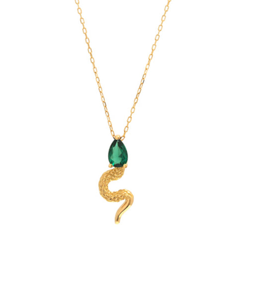18k Emerald Snake Necklace