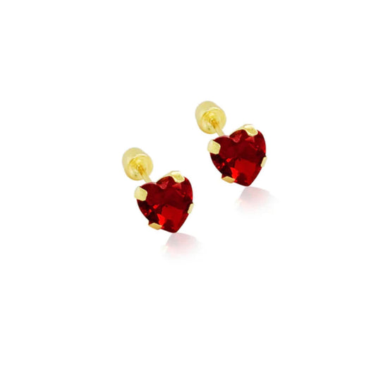 14k Red Love Heart Earrings