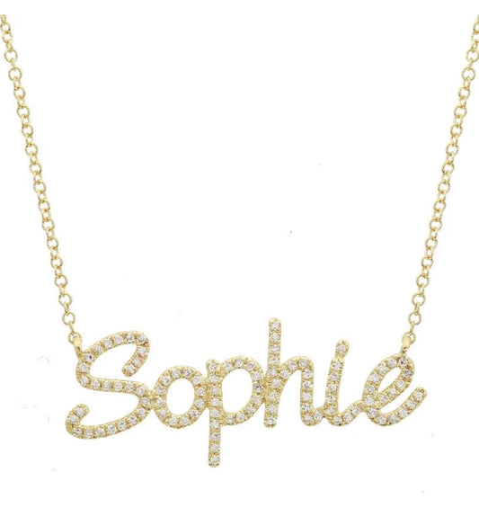 Large Diamonds Name Necklace