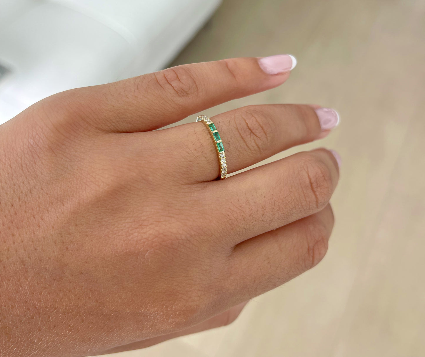 Emerald Diamond 14k gold Fancy Ring